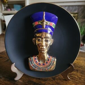 Gold and Blue Egyptian Queen Bust Plate